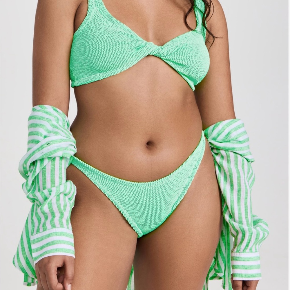 Hunza G Textured Juno Bikini Set in lime